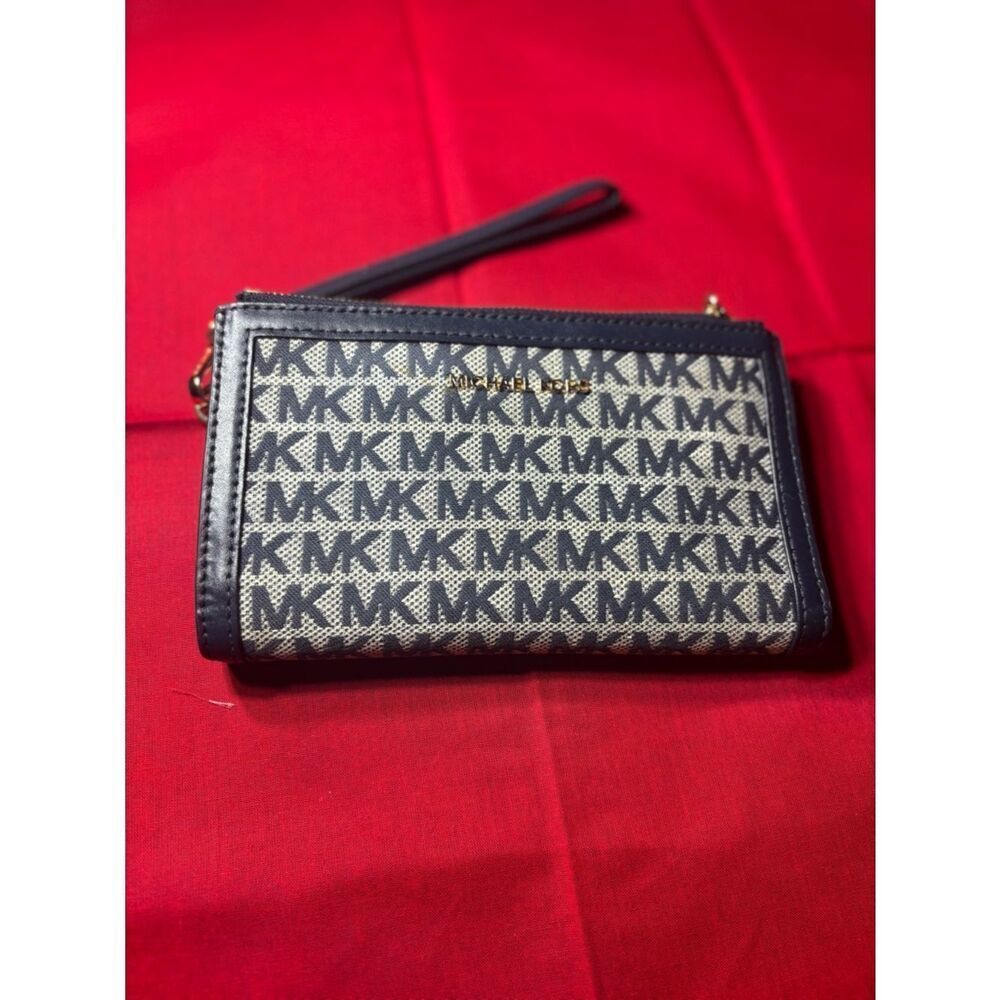 Michael Kors Navy MK Logo Wristlet EPC